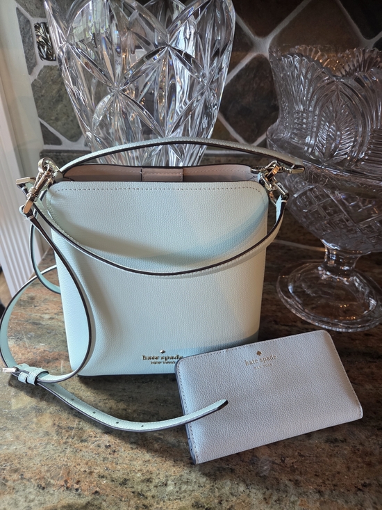 kate spade Handbags - Kate Spade Light Blue Leather Bucket Bag with Matching Wallet